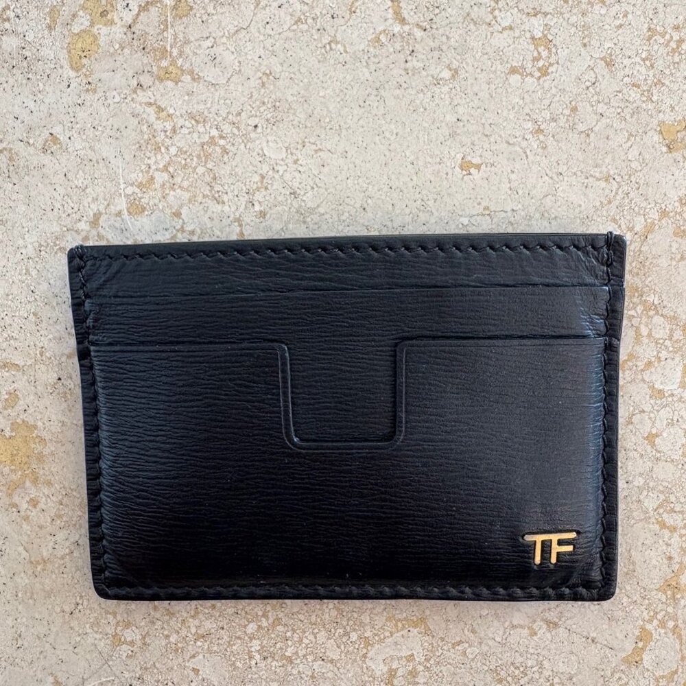 TOM FORD Black Leather Plain Men's Card Case Cardholder